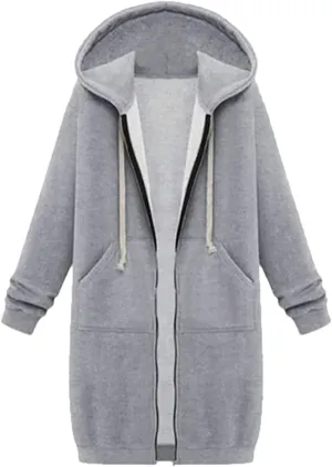 Hoodies for Women Zip Up Knee Length Tunic Fashion Sweatshirts Casual Long Sleeve Comfy Fall Hooded Jackets With Pocket