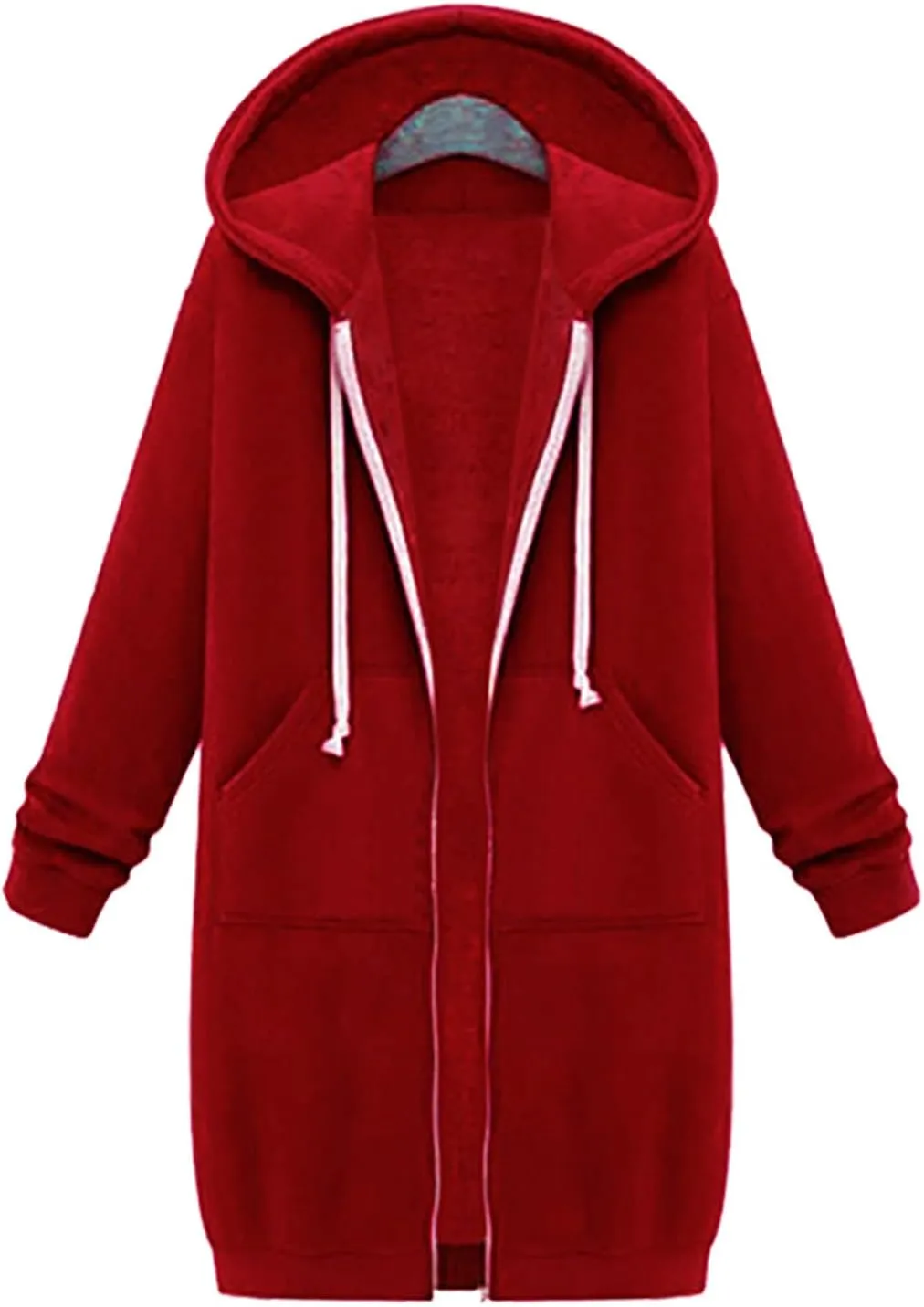 Hoodies for Women Zip Up Knee Length Tunic Fashion Sweatshirts Casual Long Sleeve Comfy Fall Hooded Jackets With Pocket