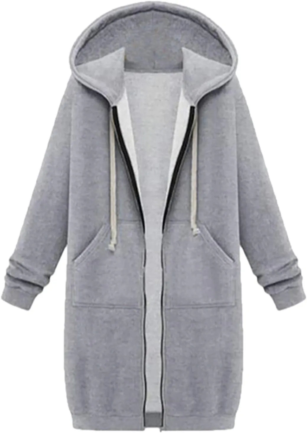 Hoodies for Women Zip Up Knee Length Tunic Fashion Sweatshirts Casual Long Sleeve Comfy Fall Hooded Jackets With Pocket