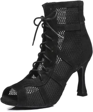 HROYL Dancing Boots Women Latin Ballroom Dance Shoes for Performence Practice Wedding Ballroom Party,Model-445