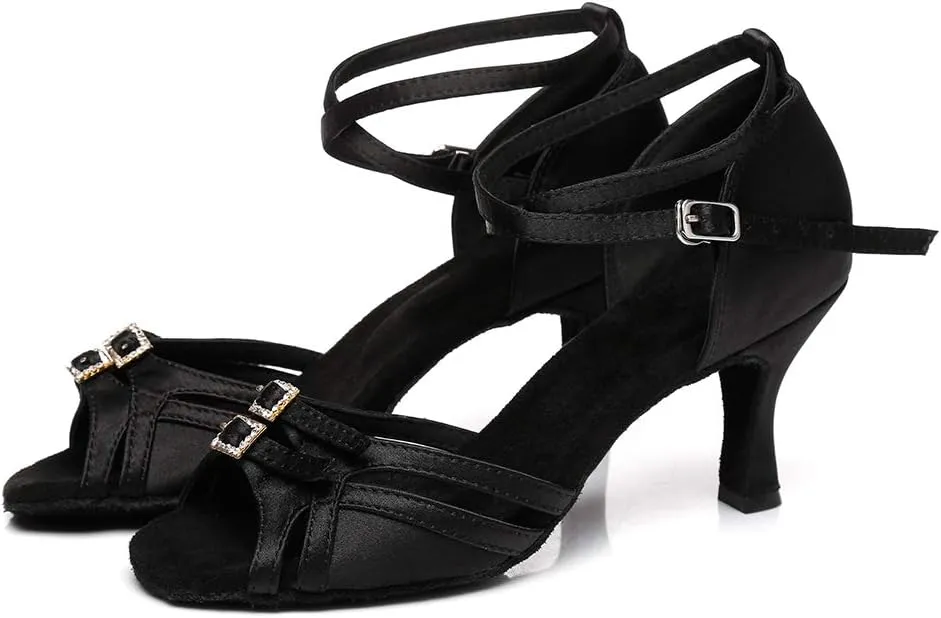 HROYL Latin Dance Shoes Women Waltz Shoes for Girls Salsa Ballroom Dance Shoes Wedding Dance Shoes for Women,Model YCD8