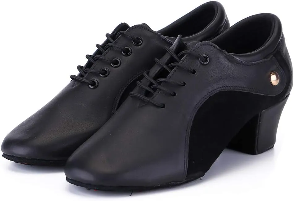 HROYL Men's Standard Latin/Jazz Dance Shoes Leather lace-up Ballroom W-701