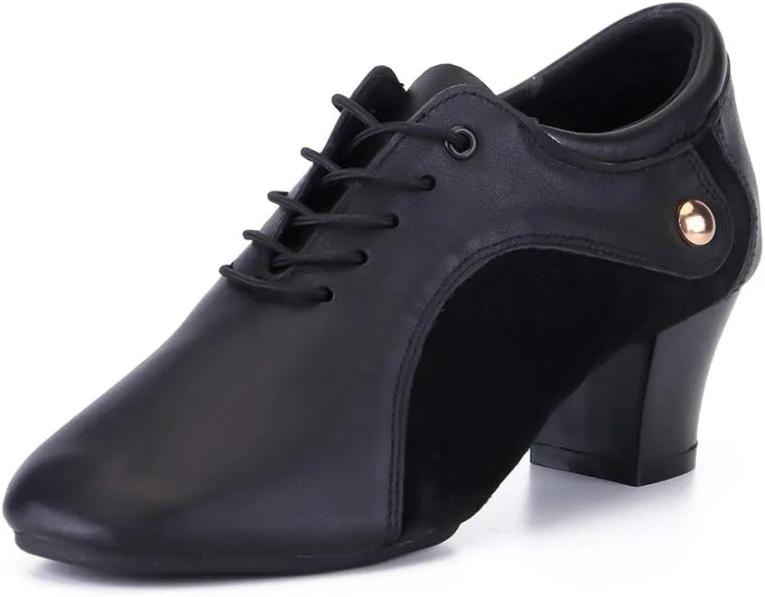 HROYL Men's Standard Latin/Jazz Dance Shoes Leather lace-up Ballroom W-701