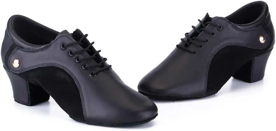 HROYL Men's Standard Latin/Jazz Dance Shoes Leather lace-up Ballroom W-701