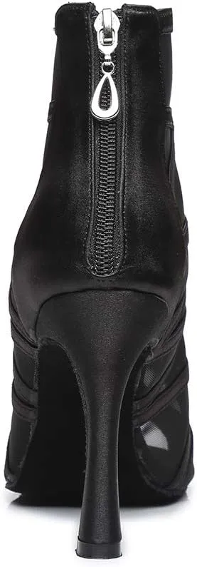 HROYL Open Toe Dancing Boots Women Latin Ballroom Dance Shoes for Performence Practice Wedding Ballroom Party,Model-445