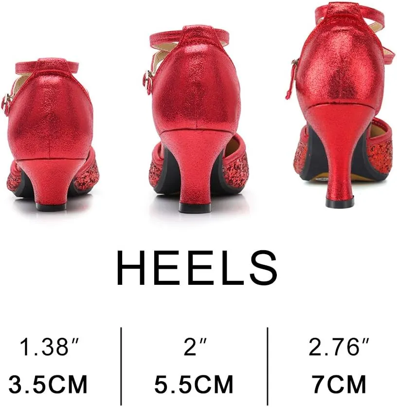 HROYL Women Latin Dance Shoes Ballroom Dance Shoes Performance Practice Salsa Bachata Dancing Shoes,Model DYZPHRD