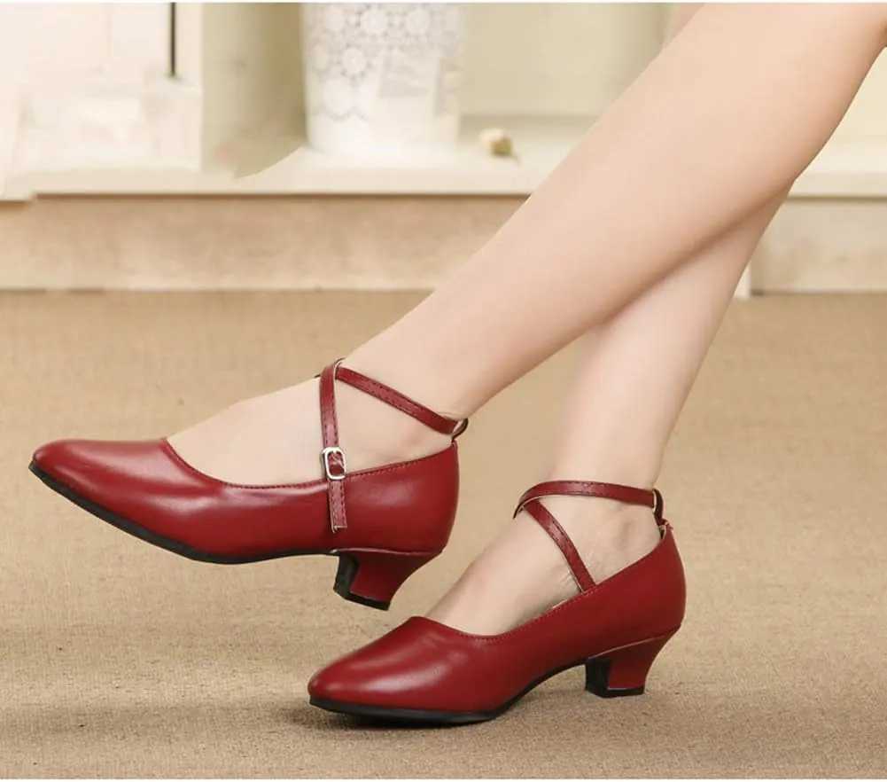 HROYL Women Latin Dance Shoes Ballroom Dance Shoes Performance Practice Salsa Bachata Dancing Shoes,Model DYZPHRD
