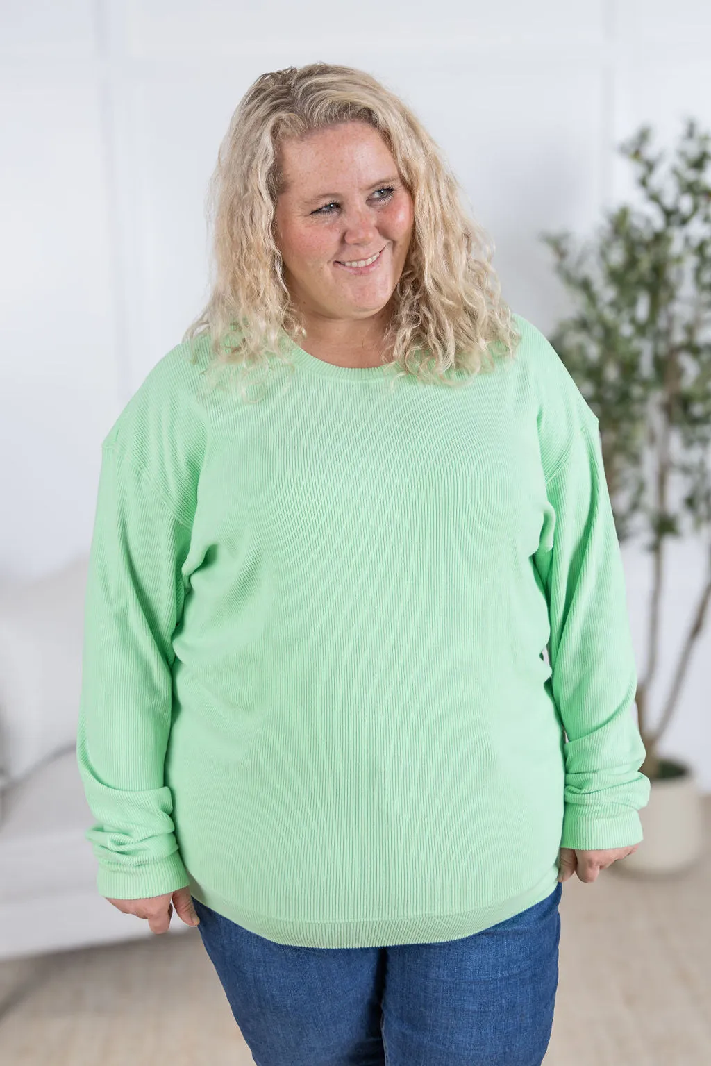 IN STOCK Corrine Ribbed Pullover Top - Lime FINAL SALE
