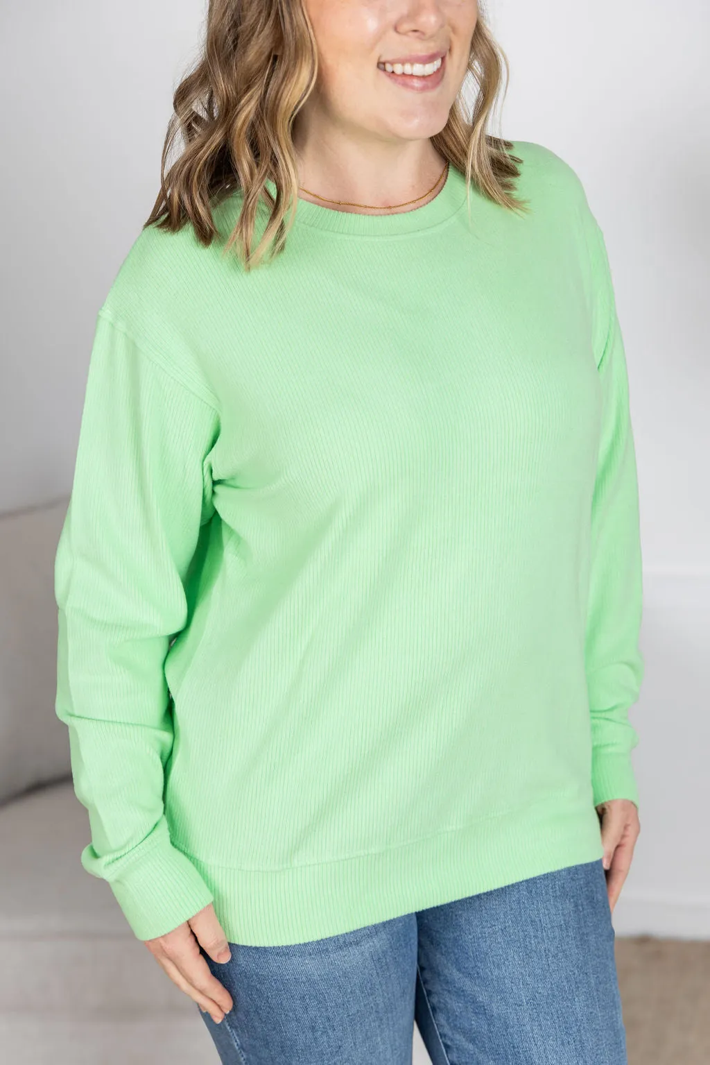 IN STOCK Corrine Ribbed Pullover Top - Lime FINAL SALE
