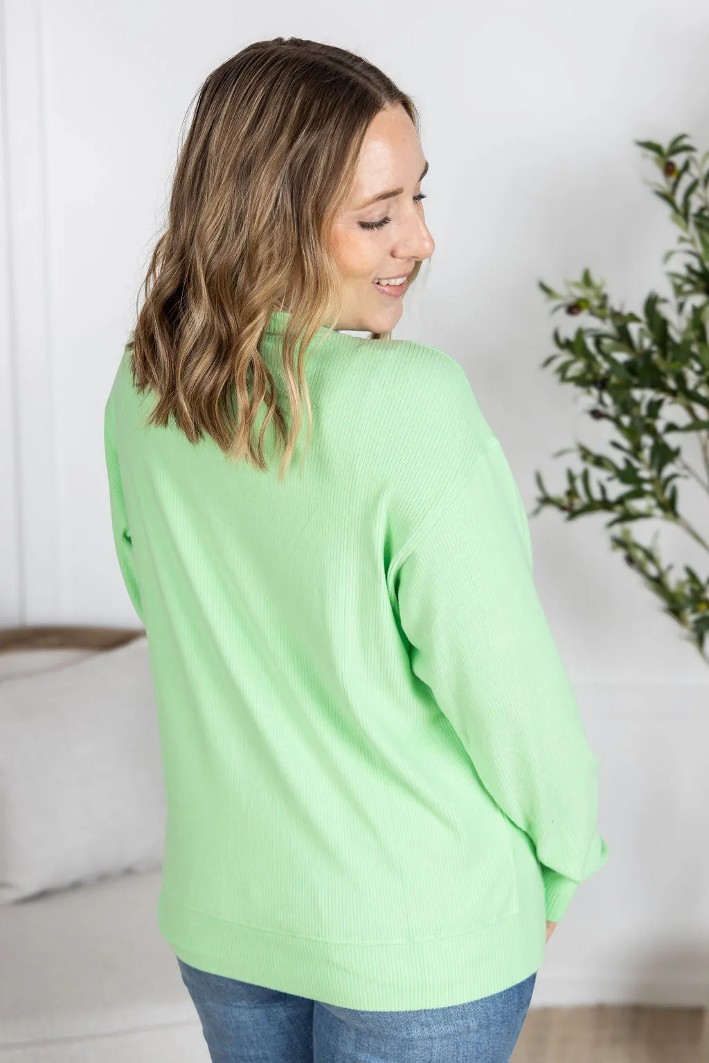 IN STOCK Corrine Ribbed Pullover Top - Lime FINAL SALE