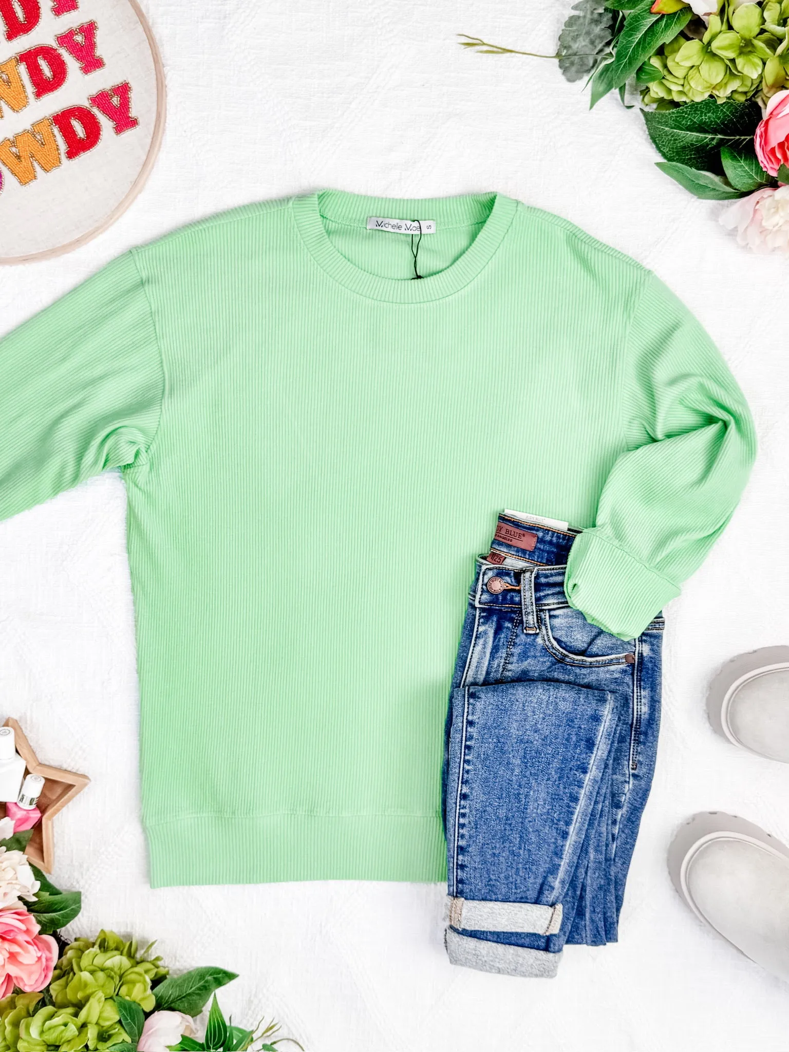 IN STOCK Corrine Ribbed Pullover Top - Lime FINAL SALE