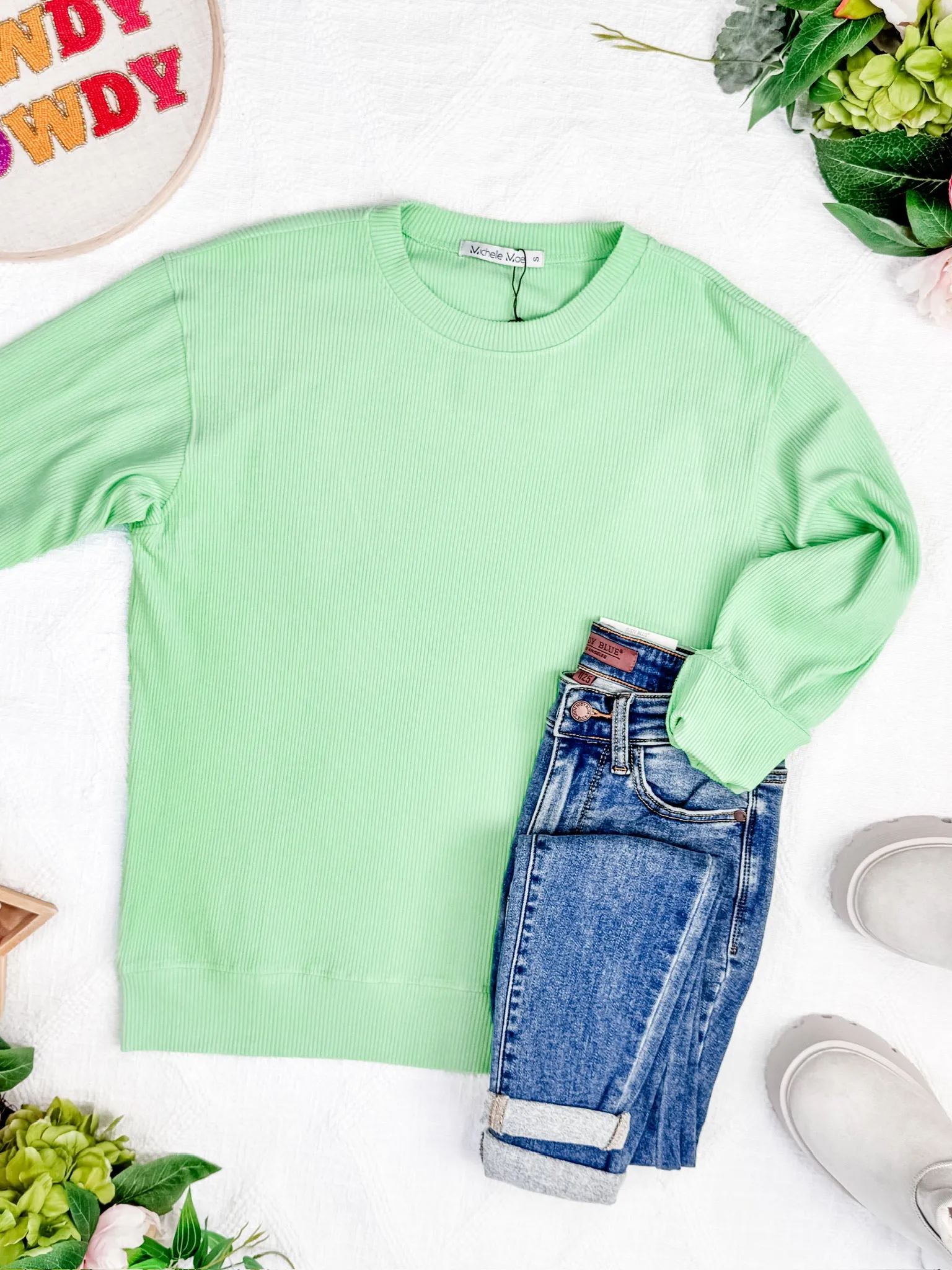 IN STOCK Corrine Ribbed Pullover Top - Lime FINAL SALE