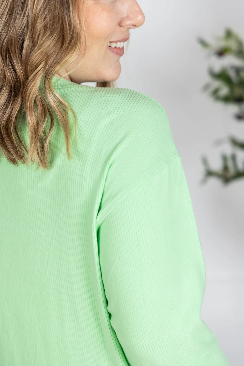 IN STOCK Corrine Ribbed Pullover Top - Lime FINAL SALE