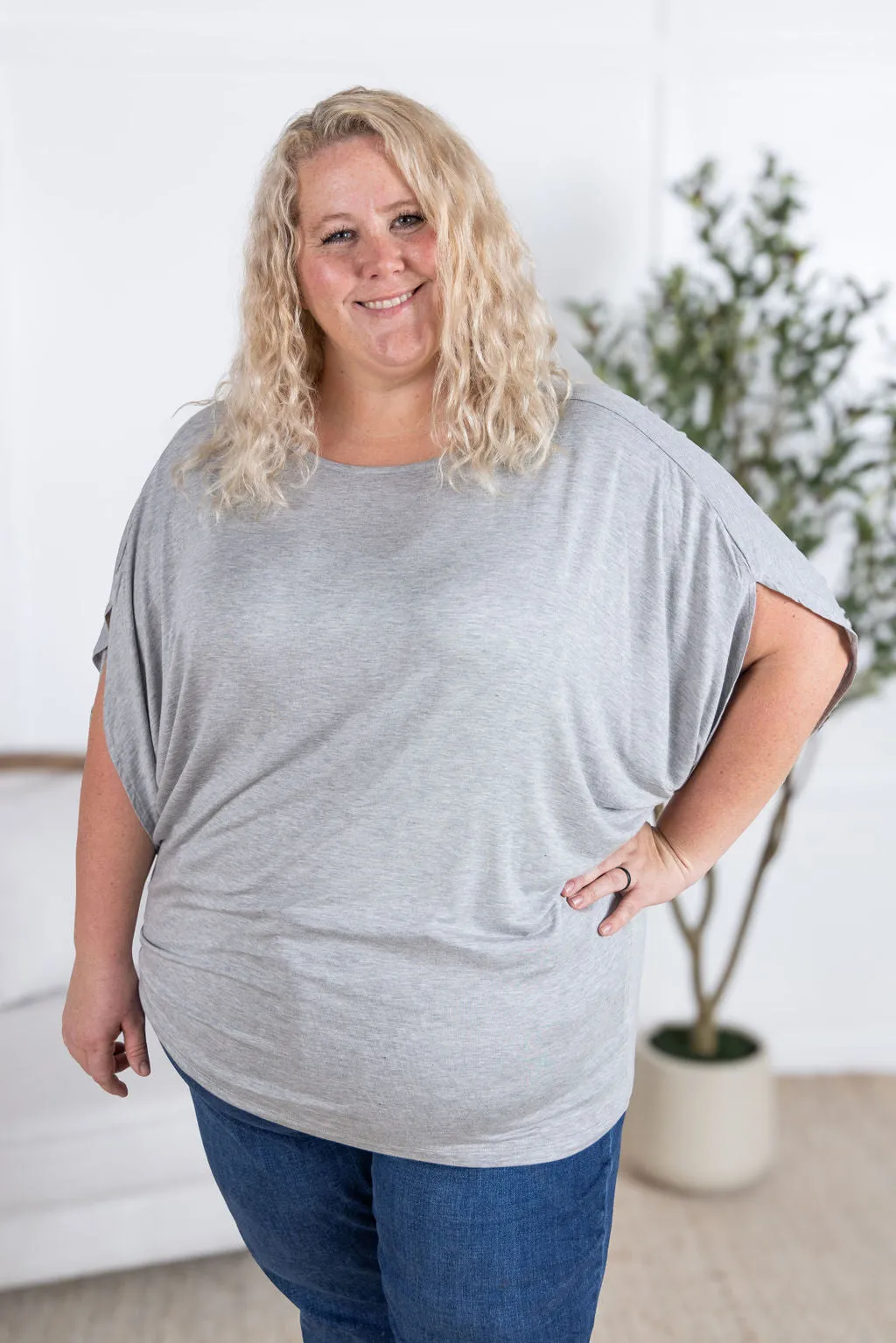 IN STOCK Darcy Dolman Top - Light Grey FINAL SALE