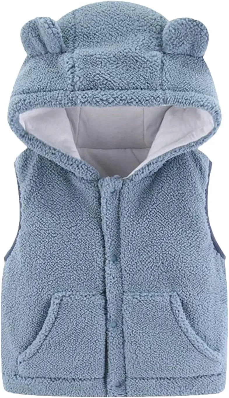 Infrant Baby Boy Girls Coat Warm Sleeveless Lightweight Down Cotton Vest Hoodies Zip Up Windproof Jacket Vest Outwear