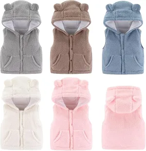 Infrant Baby Boy Girls Coat Warm Sleeveless Lightweight Down Cotton Vest Hoodies Zip Up Windproof Jacket Vest Outwear