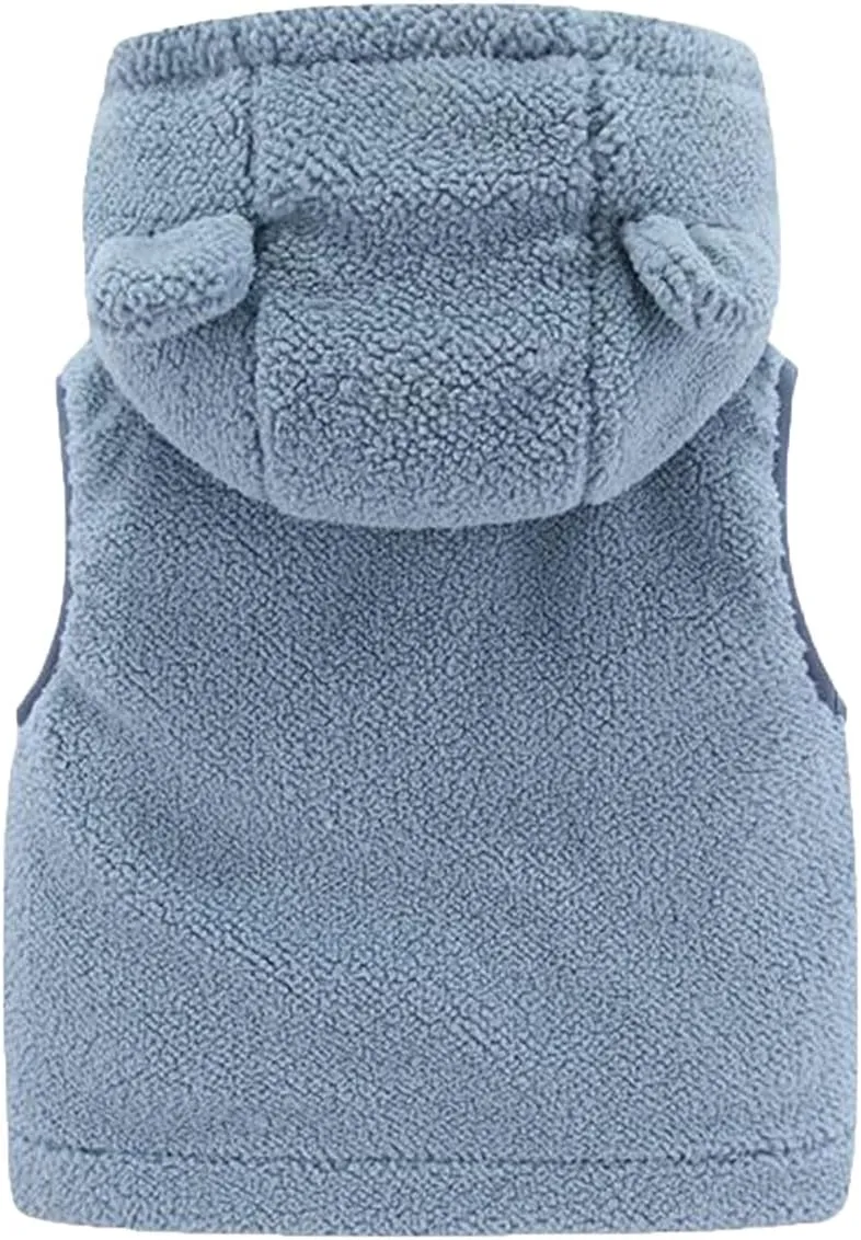 Infrant Baby Boy Girls Coat Warm Sleeveless Lightweight Down Cotton Vest Hoodies Zip Up Windproof Jacket Vest Outwear