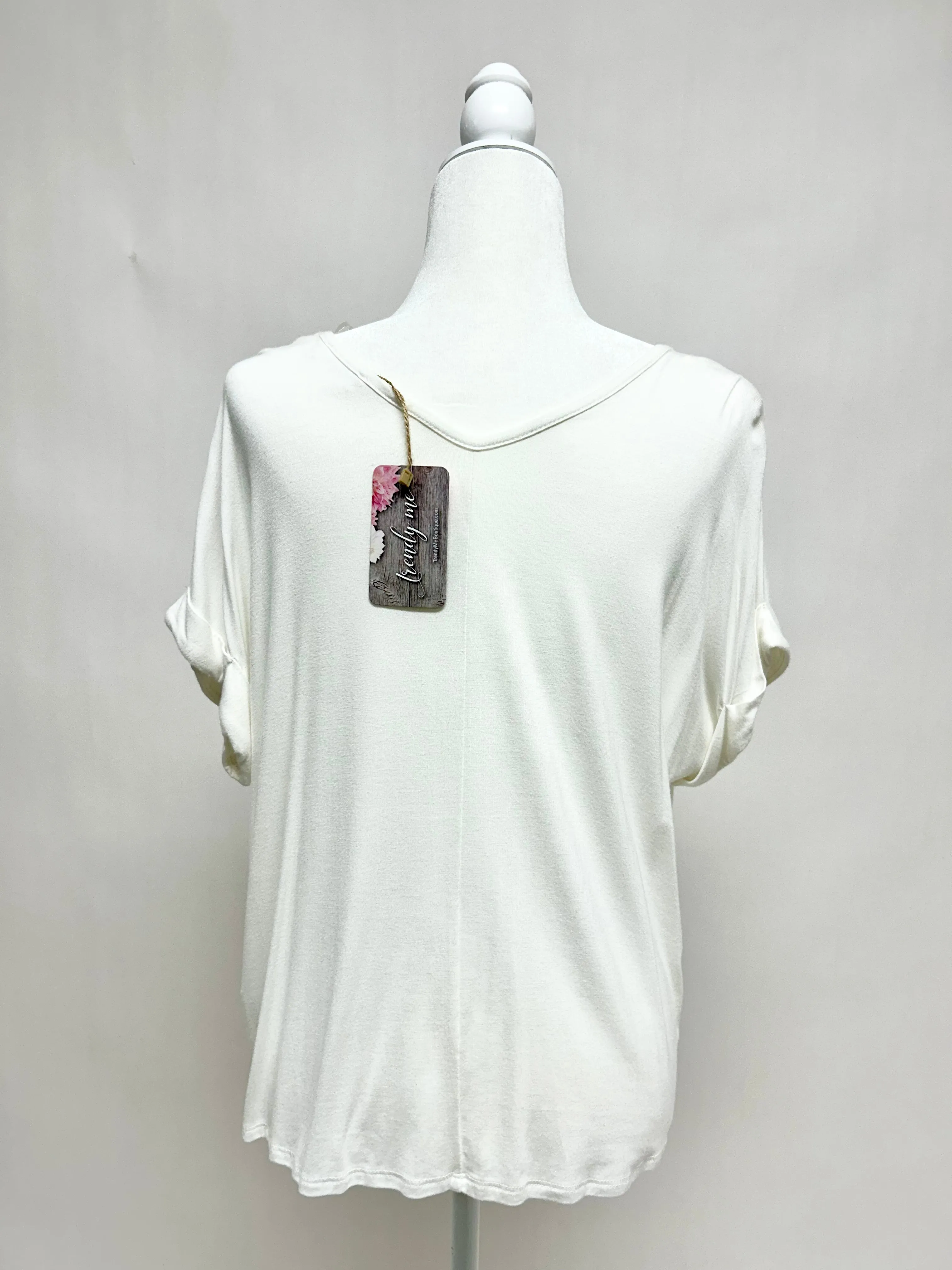 Ivory Dolman Tie Front Top