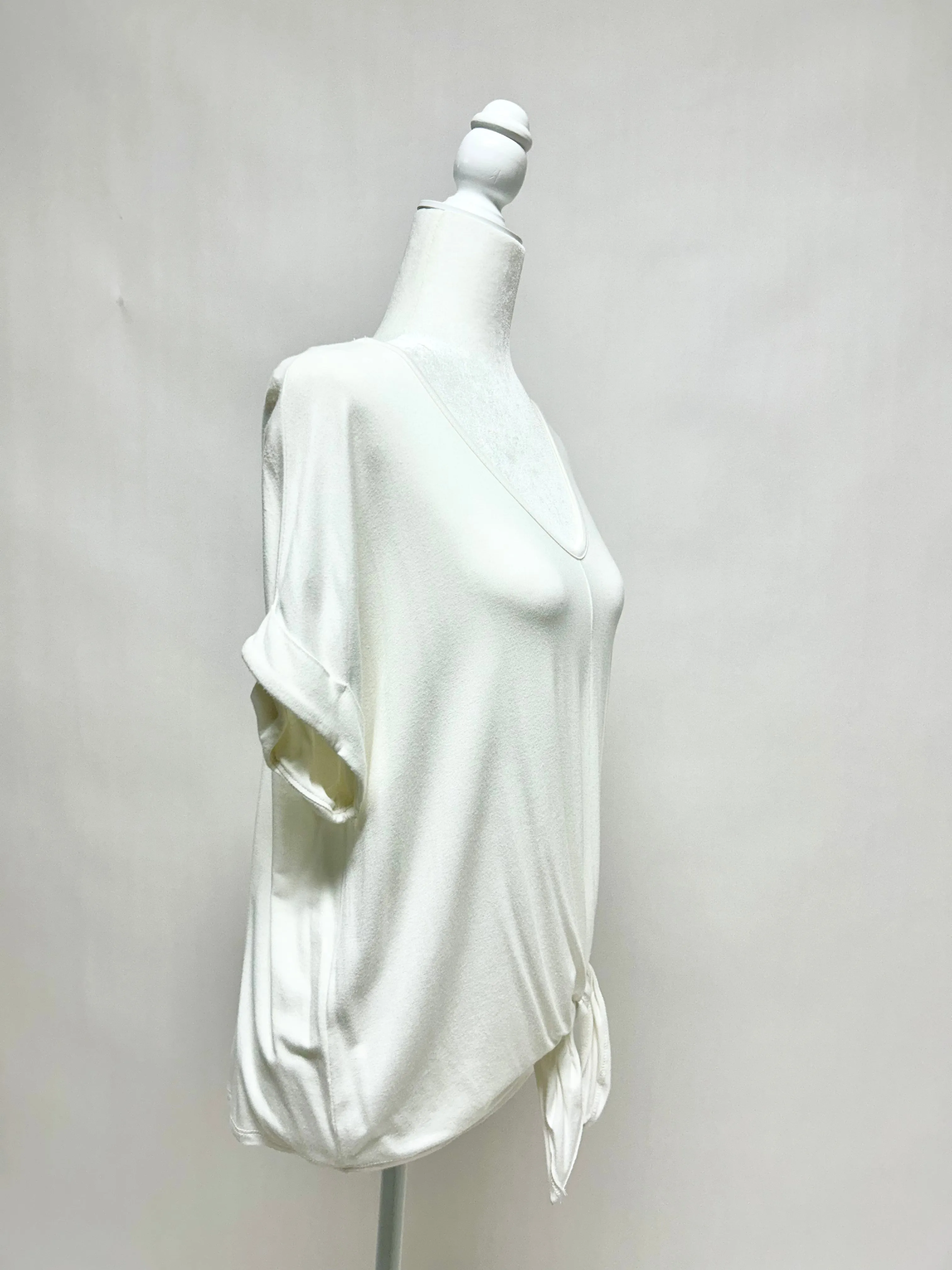 Ivory Dolman Tie Front Top