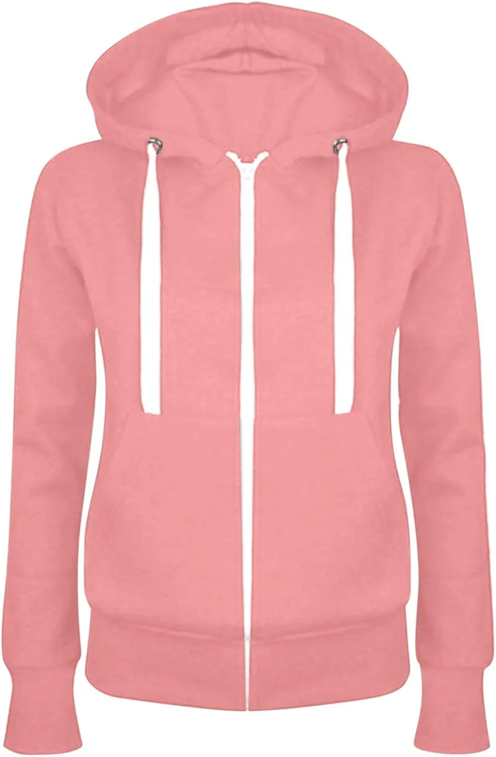 JiXiang Hoodies for Women Trendy Lightweight Full Zip Up Oversized Sweatshirts Long Sleeve Casual Zip Up Jackets with Pockets
