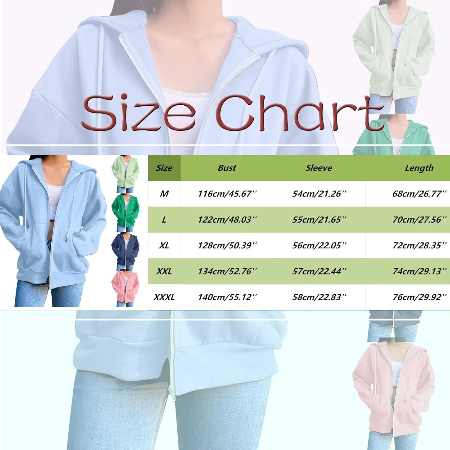 JiXiang Womens Lightweight Hoodies Full Zip Up Oversized Sweatshirts with Pockets Long Sleeve Thin Casual Zip Up Jackets
