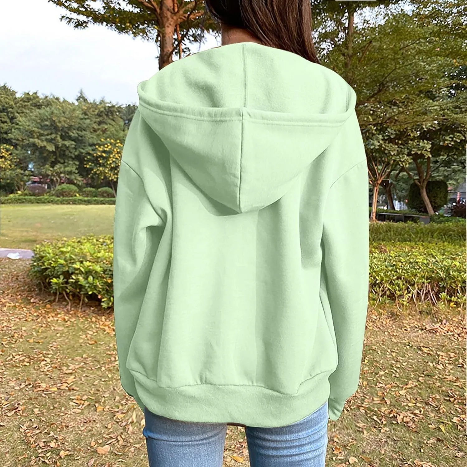 JiXiang Womens Lightweight Hoodies Full Zip Up Oversized Sweatshirts with Pockets Long Sleeve Thin Casual Zip Up Jackets
