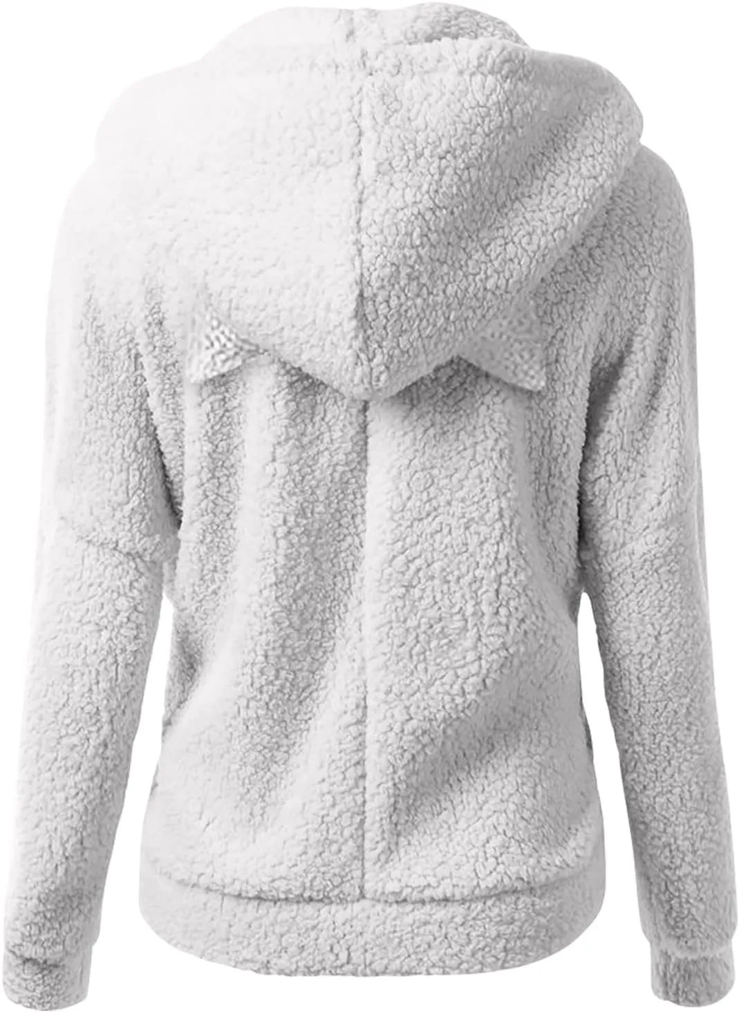 jsaierl Women Fluffy Bear Ears Cute Hooded Jacket Zip Up Hoodie Winter Double Fuzzy Warm Sweatshirt Comfy Outwear Coat