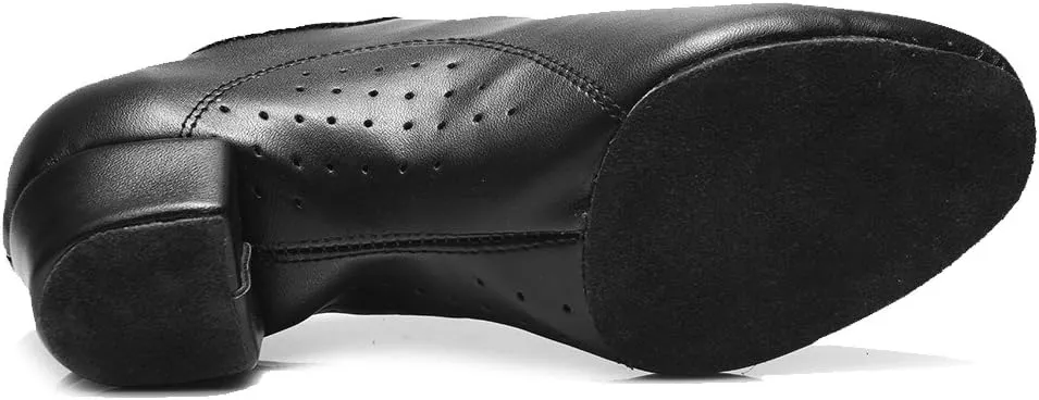 JUODVMP Lace-up Professional Latin Dance Shoes Ballroom Modern Jazz Tango Waltz Salsa Leather Shoes for Men Low Heel,Model WLL518-2