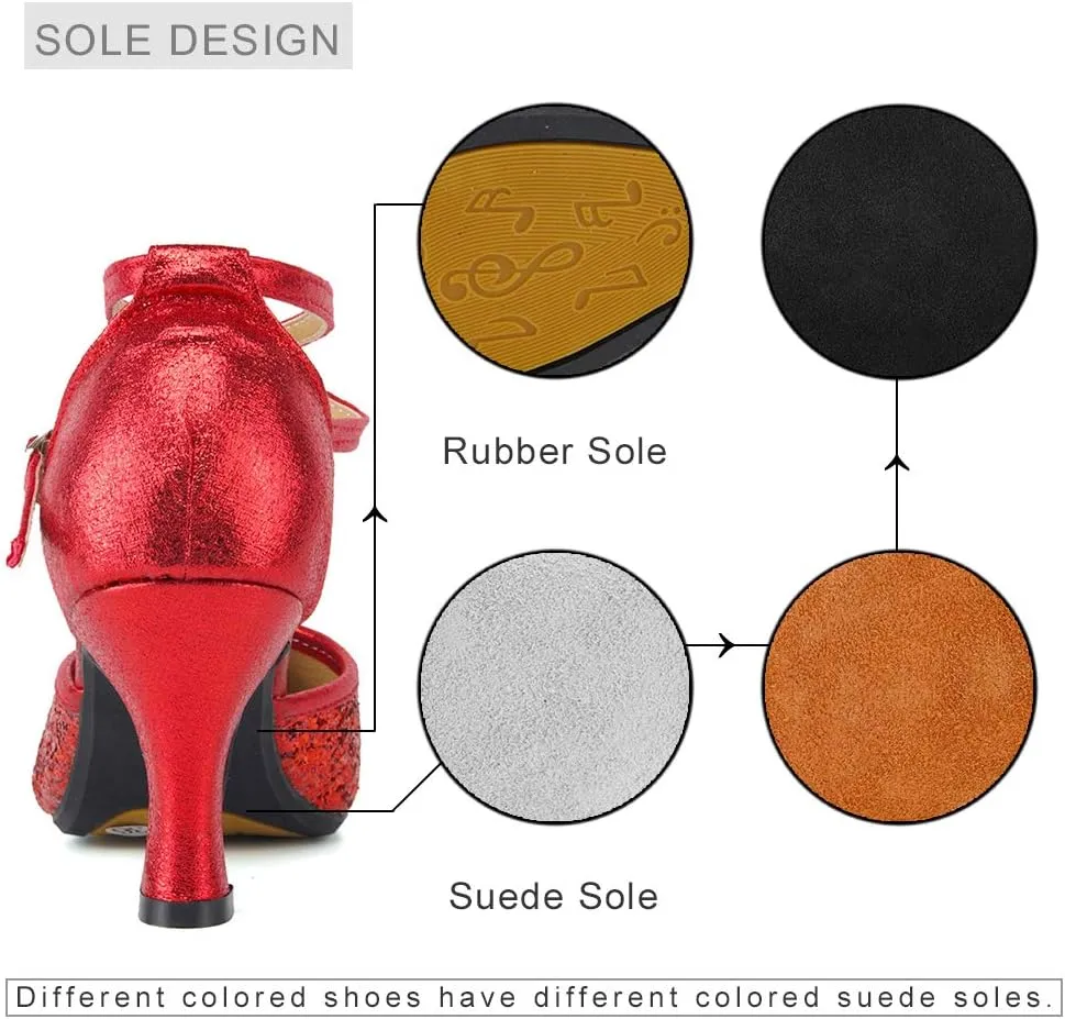JUODVMP Leather & Mesh Closed Toe Ballroom Dance Shoes Crisscross Belt Women Low Heel Modern Character Shoes,DY302