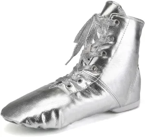 JUODVMP Women's Boot Jazz Shoes Leather Upper and Suede Split Sole Jazz Ballet Yoga Dance Shoes,Model TJGDBPUJS