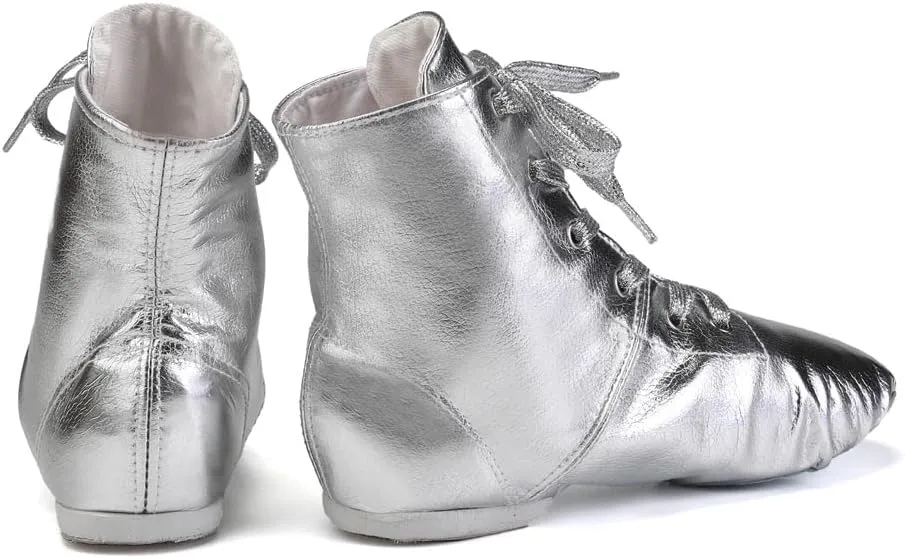 JUODVMP Women's Boot Jazz Shoes Leather Upper and Suede Split Sole Jazz Ballet Yoga Dance Shoes,Model TJGDBPUJS