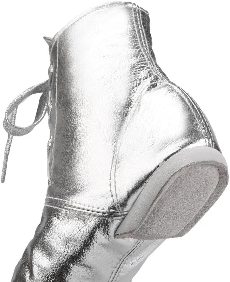 JUODVMP Women's Boot Jazz Shoes Leather Upper and Suede Split Sole Jazz Ballet Yoga Dance Shoes,Model TJGDBPUJS