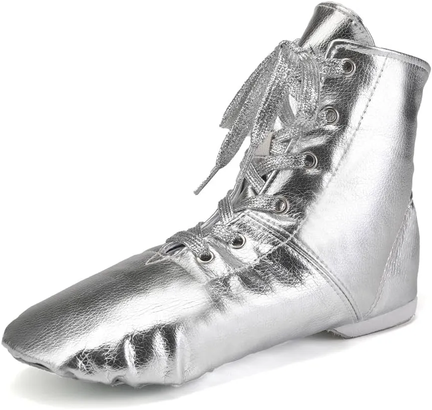 JUODVMP Women's Boot Jazz Shoes Leather Upper and Suede Split Sole Jazz Ballet Yoga Dance Shoes,Model TJGDBPUJS