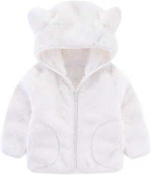 Kids Boys Flannel Bear Ear Hoodie Coats Sweatshirt Girls Winter Fleece Zipper Hooded Coat&jacket Girls Cute Coats