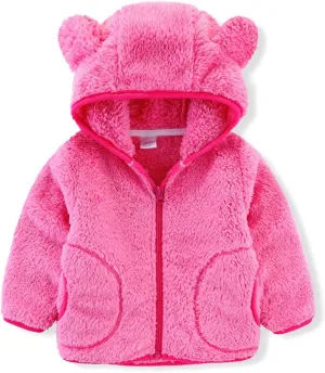 Kids Boys Flannel Bear Ear Hoodie Coats Sweatshirt Girls Winter Fleece Zipper Hooded Coat&jacket Girls Cute Coats