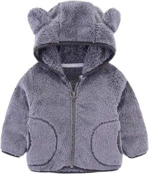 Kids Boys Flannel Bear Ear Hoodie Coats Sweatshirt Girls Winter Fleece Zipper Hooded Coat&jacket Girls Cute Coats