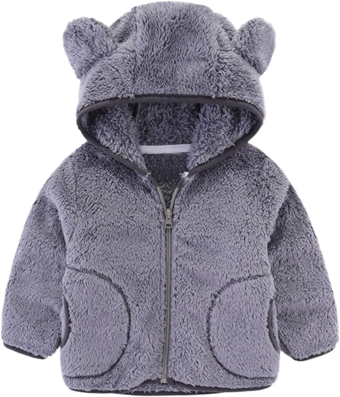 Kids Boys Flannel Bear Ear Hoodie Coats Sweatshirt Girls Winter Fleece Zipper Hooded Coat&jacket Girls Cute Coats