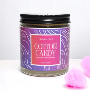 Krimaya Glim - Cotton Candy Candle| Vegan Soy Wax Aromatherapy Candle | Premium Glass Jar | 40-45 Hour Long Burning | Home Decor, Luxury Gift for Decoration, Non - Toxic - Cotton Candy