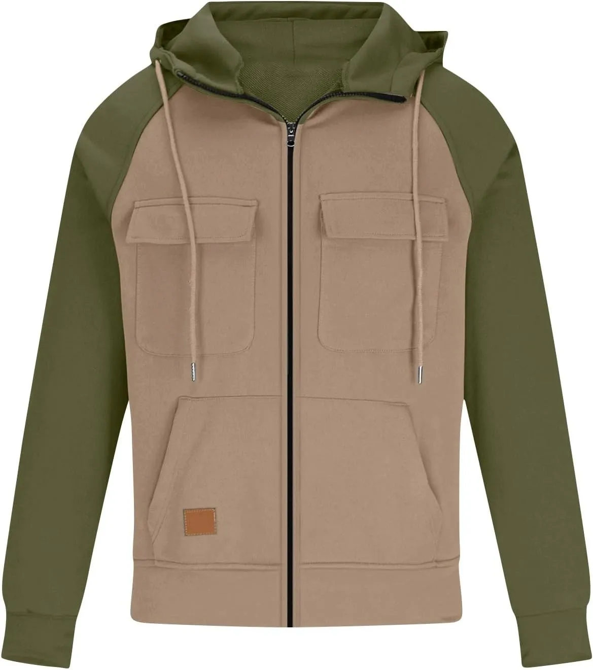 KUIOLYPOER Tactical Hoodies for Men Vintage Zip Up Long Sleeve Pullover Sweatshirt Loose Casual Cargo Hoodies with Pockets