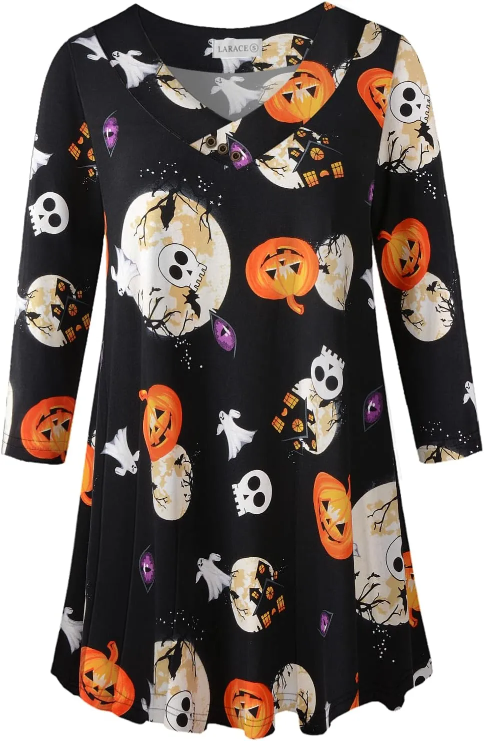 LARACE Plus Size Tunic Women's 3/4 Sleeve Tops And Blouses V Neck Shirts Loose Basic Tee