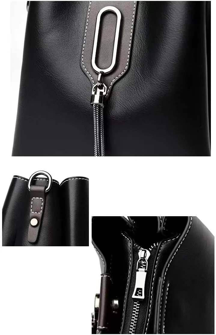 Large Women Handbag Fashion Bucket Ladies Crossbody Bag Satchel Tote Top Handle Bags PU Leather Waterproof Shoulder Bag
