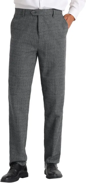 Lars Amadeus Dress Plaid Pants for Men's Slim Fit Tartan Checked Chino Trousers