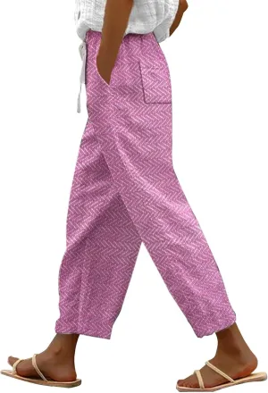 LCMTWX Flowy Linen Pants for Women Pants Capri Pants 2025 Pants with Pockets Wide Leg Cropped Pants Capri Linen Pants for