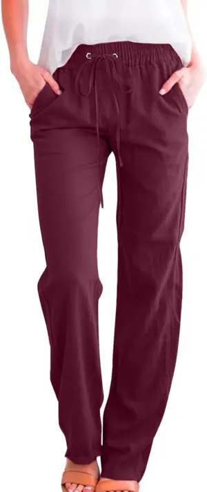 Linen Pants Women Loose Fit Cotton Pants Lightweight Summer Pants Loose Trousers Pants Casual High Waist Pants