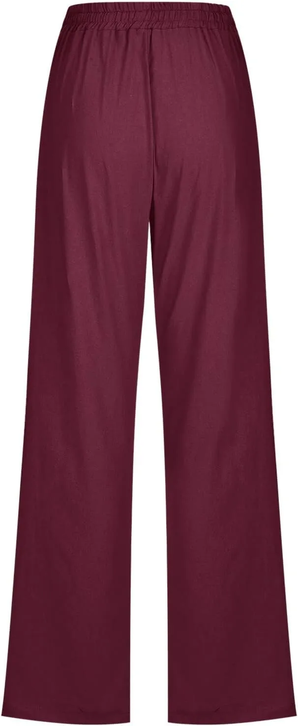 Linen Pants Women Loose Fit Cotton Pants Lightweight Summer Pants Loose Trousers Pants Casual High Waist Pants
