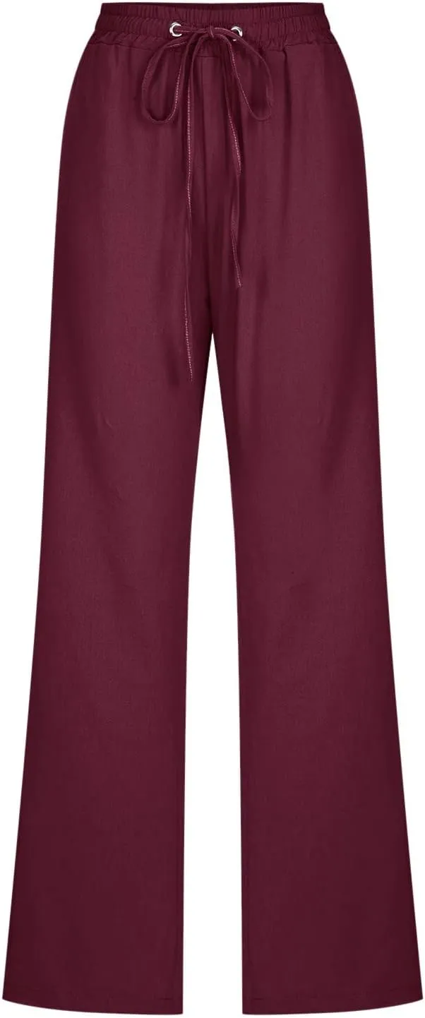 Linen Pants Women Loose Fit Cotton Pants Lightweight Summer Pants Loose Trousers Pants Casual High Waist Pants