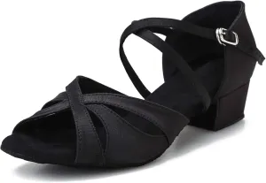 Low Heel Ballroom Dance Shoes Salsa Latin Dancing Shoes for Social Dancer Practice Dancing 1.5 Inch Heel