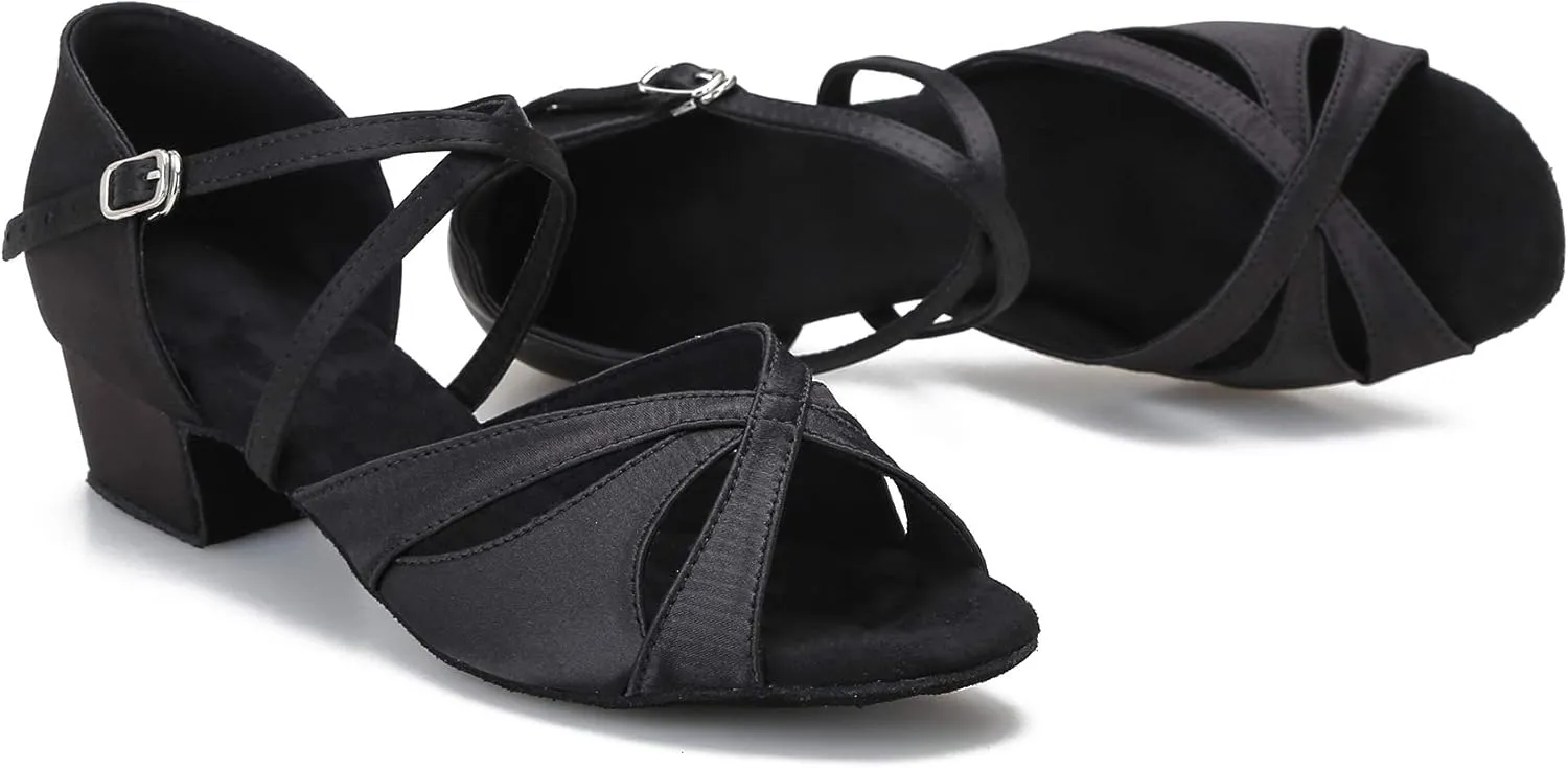 Low Heel Ballroom Dance Shoes Salsa Latin Dancing Shoes for Social Dancer Practice Dancing 1.5 Inch Heel