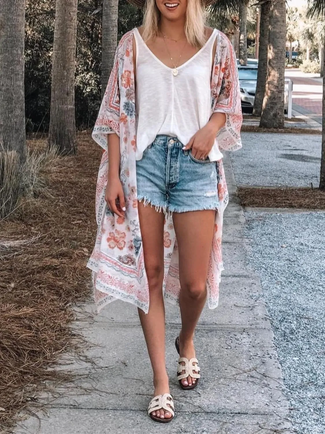 MayBuy Women's Summer Long Flowy Kimono Cardigans Boho Chiffon Beach Cover Up Tops