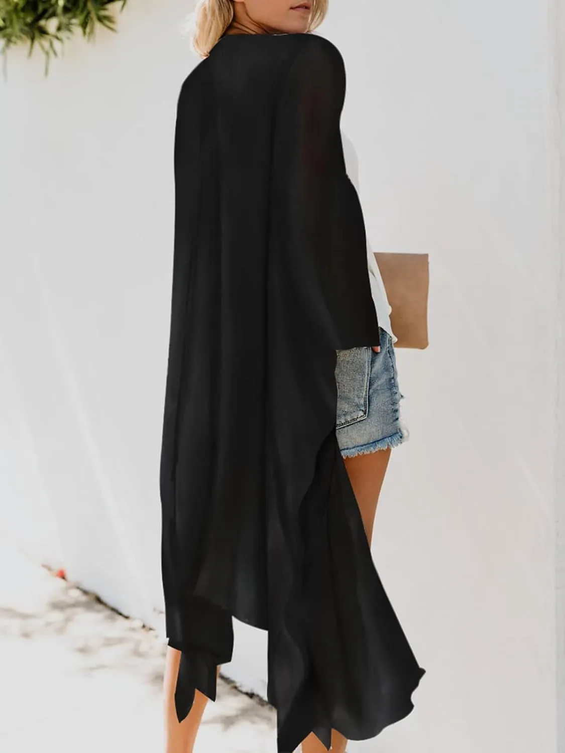 MayBuy Women's Summer Long Flowy Kimono Cardigans Boho Chiffon Beach Cover Up Tops